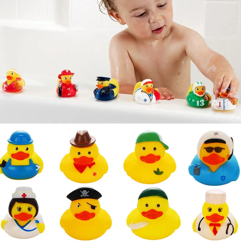 New Baby Bath Toys Bathing Ducks Swimming Water Toys Rubber Kawaii Squeeze Float - £6.91 GBP+