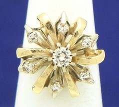 1/3 ct Diamond Solitaire &amp; Accents Ring REAL Solid 14 K Gold 5.3 g Size 6 - £945.82 GBP