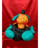 Nylon Halloween Pumpkin Head Plush Trick-Or-Treat 15&quot; Candy Gift Basket ... - $17.42