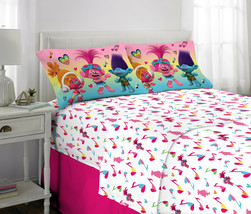 Trolls Sheet Set, Kids Bedding, 4-Piece Full Size - £28.93 GBP