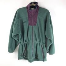 Columbia Womens Fleece Jacket Full Zip Pockets Gathered Waist Vintage Green XL - £18.93 GBP