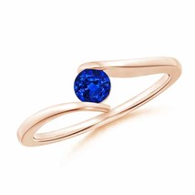 ANGARA Bar-Set Solitaire Round Sapphire Bypass Ring for Women in 14K Solid Gold - £567.51 GBP