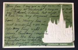 Trondhjems Domkirke Cathedral Embossed PC Posted 1905 Chicago Green Whit... - $13.00