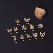 2022 New 1PC 20G Stainless Steel CZ Nose Stud Nose Rings Butterfly Flower Moon C - £9.57 GBP
