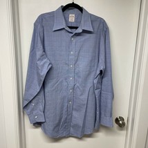 Brooks Brothers Traditional Fit Blue Plaid Non-iron Button Up Shirt Size 17 4/5 - £20.15 GBP