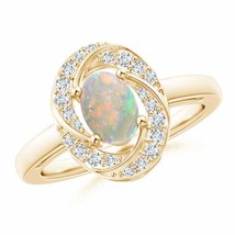 ANGARA Classic Prong-Set Opal Pinwheel Ring with Diamonds for Women in 14K Gold - £854.57 GBP