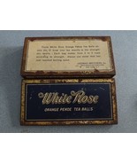 Vintage White Rose Tea Tin Orange Pekoe Tea Balls Seeman Brothers NY - $9.50