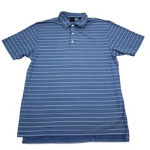 Dunning shirt Mens XL Blue White Strip Polo Short Sleeve Golf Casual - $18.69