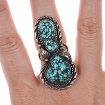 sz6.5 M Begay Navajo sterling and double turquoise ring - £143.54 GBP