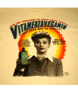 VITAMEATAVEGAMIN I Love Lucy FRUIT OF THE LOOM Vtg USA XL Single Stitch ... - £29.37 GBP