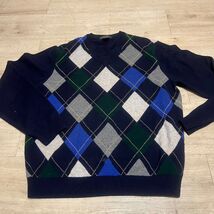 Brooks Brothers Scottish Lambswool Argyle V Neck Sweater Men's Large Blu... - $35.03