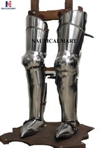 NauticalMart Medieval Knight Full Leg Armor Greaves Halloween Costume Silver - £204.82 GBP