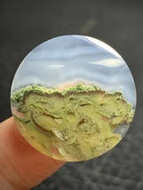 Scenic Moss Agate Round Cabochon 24.5x24.5x4mm - £37.75 GBP