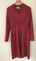 Travelsmith Red Quick Dry Long Sleeve Jersey V Neck Ruched Shirt Dress M... - £37.42 GBP