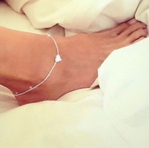 Women Heart Foot Accessories Silver Plated Chain Anklet adjustable charm - £7.33 GBP