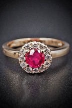 1.40Ct Round Cut Simulated Ruby Beautiful Engagement Ring 14k Yellow Gold Plated - £89.91 GBP