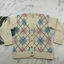 Walker Lane Womens Vintage 90s Cardigan Sweater Size S Pastel Pink Blue ... - £25.70 GBP