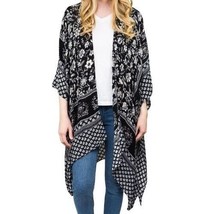 Time and Tru ~ Black Floral ~  Layering Piece ~ Kimono ~ Small/Medium (S-M) - $22.44