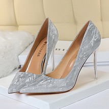 Women 7.5cm 10.5cm High Heels Sequins Glitter Wedding Bridal Sparkly Pumps Lady  - £28.78 GBP