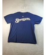 MLB Milwaukee Brewers Majestic T Shirt Size Medium Blue Knit Ryan Braun ... - £7.38 GBP