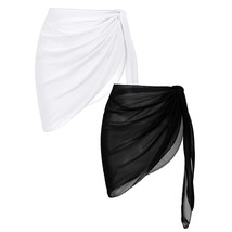 2 Pieces Women Short Sarongs Sheer Cover Ups Chiffon Bikini Bathing Suit... - $29.99