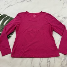 Lands End Womens Swim Shirt Cover Up Top Size M 10-12 Solid Pink Long Sl... - $26.72