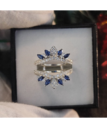 Marquise Cut Sapphire &amp; Round Diamond Enhancer Wrap Ring 14K White Gold ... - £81.48 GBP