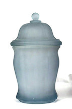 Indiana Frosted Blue Satin Glass Canister Wide Apothecary Jar Lidded 10&quot; - £30.36 GBP