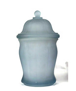 Indiana Frosted Blue Satin Glass Canister Wide Apothecary Jar Lidded 10&quot; - $38.60