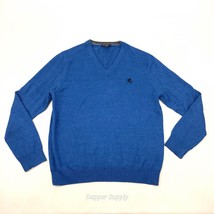 Express Mens Large Blue Sweater V-Neck 100% Cotton  - $19.79