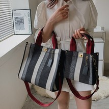 2023 Canvas Stripe Tote Bag Vintage  Crossbody Bags Large Small Size Versatile W - £60.73 GBP