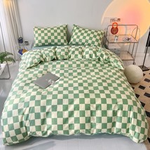 Green White Plaid Comforter Sets Queen Women Men Sage Green Checkerboard Grid Be - £107.54 GBP