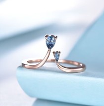 London Blue Topaz Ring, 14k Rose Gold Plated, Topaz Unique Ring - £57.75 GBP