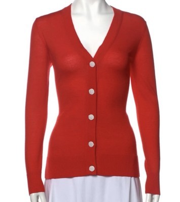 NEW TORY BURCH Simone Cardigan Logo Button Sweater Size XS Spark Red NWT - $198.00