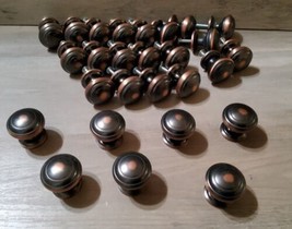 Copper Finish Round Cabinet Door Drawer Knobs Pulls MCM Lot 27 1.25&#39;&#39;L x 1.5&#39;&#39; W - £44.17 GBP