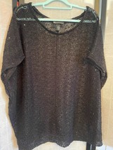 EUC Lane Bryant Black Sheer Top with Sequins Size 26-28 - £13.91 GBP