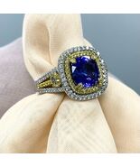 4.28TCW GIA Azul Violet Almohadón Brillante Corte Tanzanita Anillo con D... - €8.438,24 EUR