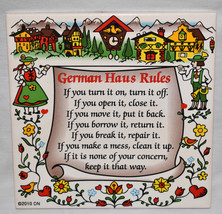 Vintage German House Haus Rules Plaque Multi Color Ceramic Hanging Wall ... - $9.99