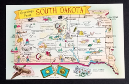 Greetings from South Dakota Large Letter State Map Tichnor UNP Postcard c1960s - £4.62 GBP