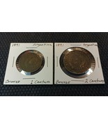 1891 Argentina 1 &amp; 2 Centavos Bronze Coins VF-XF  (A) - £23.83 GBP