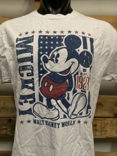 Disney Parks Mickey Mouse Red White Blue T-Shirt Men’s Size L KG - £11.68 GBP