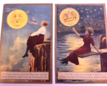 MAN IN THE MOON Two 2 Card Lot 1913 ANTIQUE Victorian Era BEST WISHES PO... - $22.99
