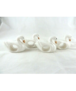Vintage White Porcelain Swan Napkin Rings Set of 4 excellent condition - $16.27 CAD