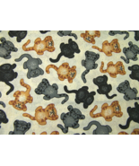 Cotton Fabric Remnant Kitty Cats Grey Tan Black 46.5&quot; x 36.75&quot; - £12.45 GBP