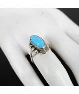 Sleeping Beauty Native American Sz 5 Turquoise RING Vintage Sterling Sil... - $175.99 CAD