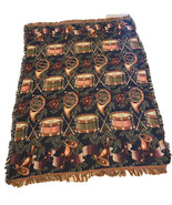 Vintage Blanket Woven Cotton Reversible Winter Christmas French Horns Be... - $562.61 MXN