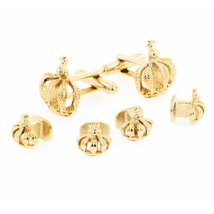 Mardi Gras Gold Plated Crown Tuxedo Studs and Cufflinks Set - £66.48 GBP