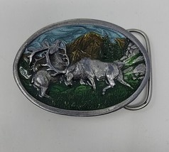 Vintage Siskiyou Elk/Deer Belt Buckle USA Enamel Pewter 1983  - £14.73 GBP