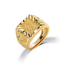 Real 18K Gold Ring for Men Anillos Mujer Rock Gemstone Genuine 18 K Gold Jewelry - £21.24 GBP