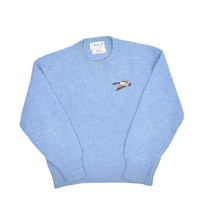 Vintage Deans of Scotland Shetland Wool Sweater M 44 Blue Cross Stitch Duck - £31.80 GBP